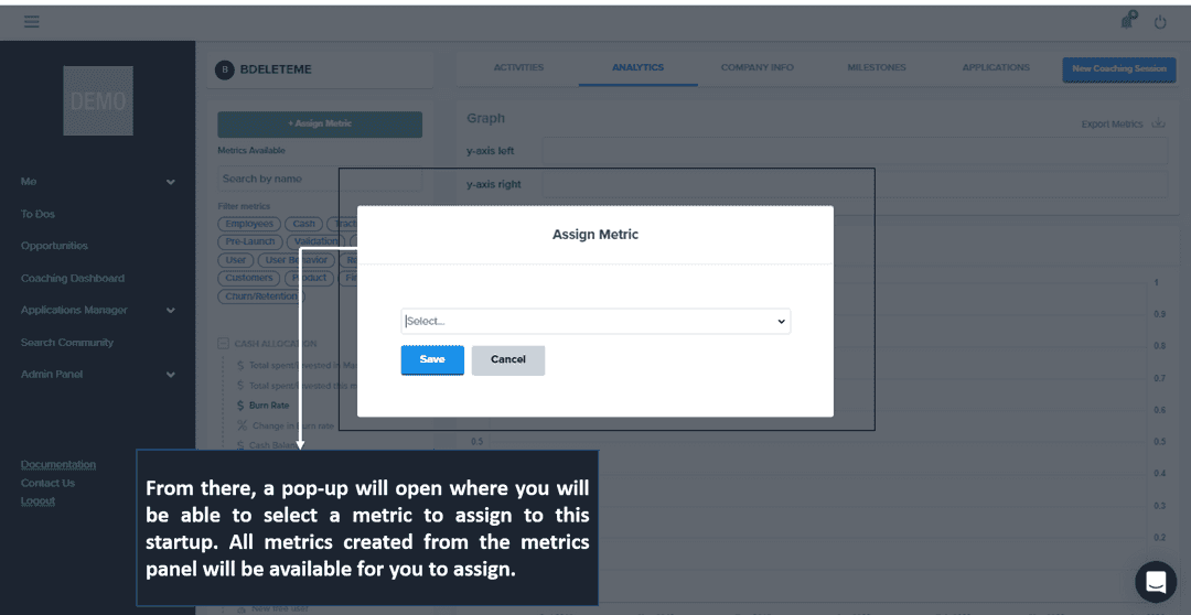 assigning metric to startup