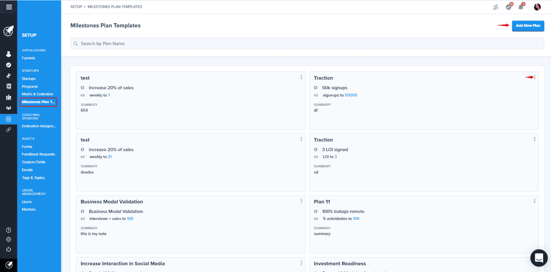 Creating plan template