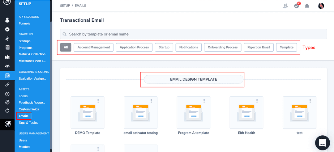 Getting to the email section